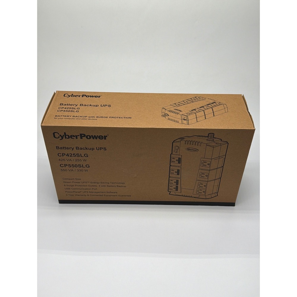 CyberPower CP550SLG Battery Backup UPS 550VA 330W 8 Outlets‎ Compact Black NWT
